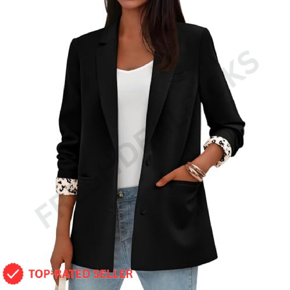 Leopard Lined Blazer Chic Tailored Work Office El… - image 3